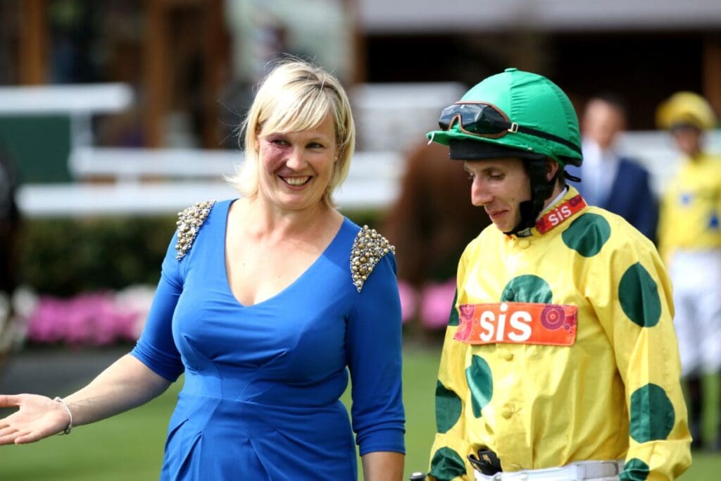 Ruth Carr and James Sullivan in the parade ring at York